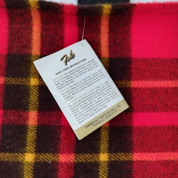 Vintage Faribo Catnapper Plaid Blanket 45" x 50" NWT New NOS Tartan Red Yellow - Picture 2 of 12